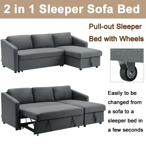 3 Seater Sofa Corner Sofa Bed with Storage Dark Grey