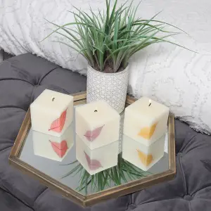 Set of 3 Candle Large Cube Shaped White Luxury Scented Candles by Laeto Ageless Aromatherapy - FREE DELIVERY INCLUDED