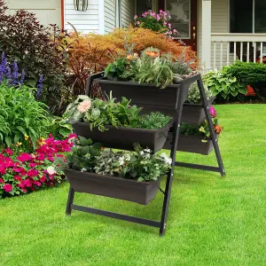 Costway Raised Garden Bed 3-Tier Vertical Planter w/ 5 Plant Boxes Indoor Outdoor