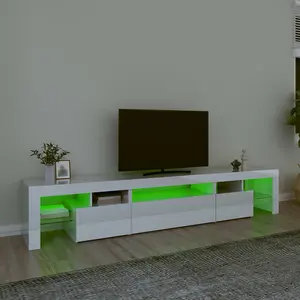 Berkfield TV Cabinet with LED Lights High Gloss White 215x36.5x40 cm