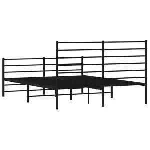 Berkfield Metal Bed Frame with Headboard and Footboard Black 135x190 cm 4FT6 Double