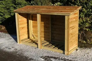 Heavy Duty Log Store - Outdoor Firewood Wooden Garden Timber Log Store - L60 x W180 x H120 cm - Minimal Assembly Required