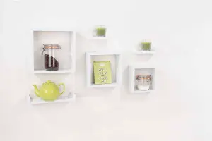 Hudson 6 piece floating shelf kit - matt white