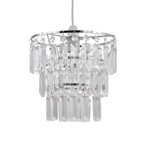 First Choice Lighting Three Tier Acrylic Crystal Light Shade