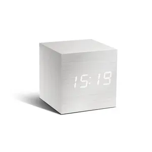 Sleek & Chic Modern Digital Wood Electric Alarm Tabletop Clock White/White