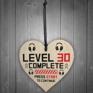 Red Ocean 30th Birthday Gamer Gift Wooden Heart Novelty 30th Birthday Gifts For Son Brother