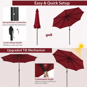 Costway 3m Patio Umbrella Outdoor Garden Heavy Duty Table Umbrella w/ 8 ribs