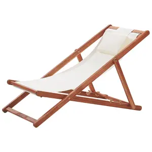 Sun Lounger Wood Off-White AVELLINO