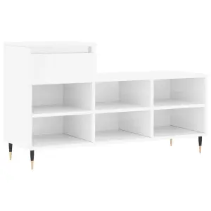 Berkfield Shoe Cabinet High Gloss White 102x36x60 cm Engineered Wood