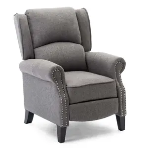 Charlotte Modern Fabric Pushback Recliner Armchair Sofa Accent Chair Reclining (Grey)