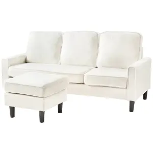 3 Seater Sofa with Ottoman Boucle White AVESTA