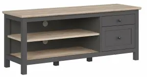 TV Cabinet Media Entertainment Drawer Unit Country Grey Oak Effect Shaker Bocage