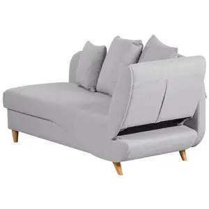 Right Hand Fabric Chaise Lounge with Storage Light Grey MERI II