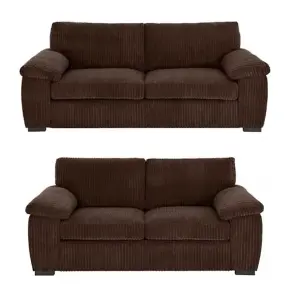 Capri Jumbo Cord Sofa, 3+2 Chocolate