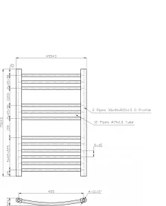 Right Radiators 750x495 mm Bathroom Curved Heated Towel Rail Radiator Warmer Ladder Chrome