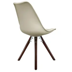 Soho Vanilla Plastic Dining Chair with Pyramid Dark Wood Legs