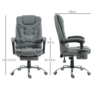 HOMCOM Executive Office Chair PU Leather Swivel Chair with Footrest Grey