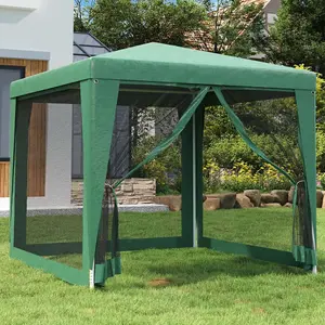 Berkfield Party Tent with 4 Mesh Sidewalls Green 2.5x2.5 m HDPE