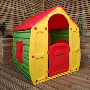 1.09m Yellow & Red Kids Indoor Outdoor Plastic Wendy House Magical Playhouse