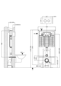 Round Dual Flush Concealed Cistern with Wall Hung Frame & Round Push Button Plate - Chrome