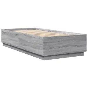 Berkfield Bed Frame with LED without Mattress Grey Sonoma 100x200 cm