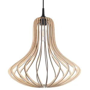 Elza Wood Natural 1 Light Classic Pendant Ceiling Light