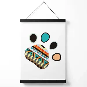 Tribal Animal Paw Print Medium Poster with Black Hanger