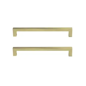 GoodHome Golpar Brass effect Kitchen cabinets D-shaped Pull handle (L)16.9cm (D)28mm, Pack of 2