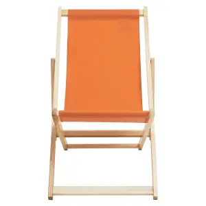 Interiors by Premier Stylish Orange Deck Chair, Ethically Sourced Deck Chair, Sling Design Lawn Chair, Adjustable Garden Chair