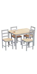 Vida Designs Yorkshire 4 Seater Dining Set, Grey & Pine