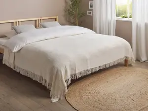 Bedspread YERBENT Cotton 200 x 220 cm Off-White