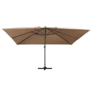 Berkfield Cantilever Umbrella with LED Lights and Aluminium Pole 400x300 cm Taupe