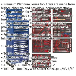 Comprehensive 14 Drawer Tool Chest and 446 Piece Tool Kit Bundle in Blue