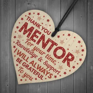 Red Ocean Thank You Gifts For Teacher Mentor Handmade Wooden Hanging Heart Plaque Sign Leaving Gifts For Coach Tutor