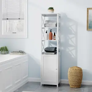 Waterproof Antifungal Wooden Bathroom Tall Cabinet with 3 Shelves 160cm H x 40cm W x 30cm D