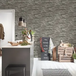 Galerie Silver Grey Graceful Granite Motif Wallpaper