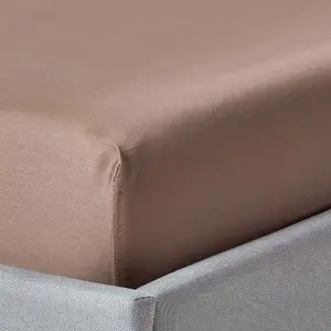 Homescapes Brown Organic Cotton Fitted Sheet 400 Thread count, King