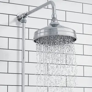 ENKI Trafalgar Chrome Traditional Angled Brass Thermostatic Rain Shower Set 200mm