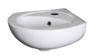 Cloakroom Wall Hung Corner 1 Tap Hole Ceramic Basin with Overflow - 450mm