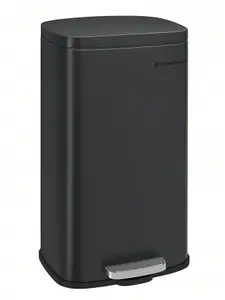 SONGMICS Kitchen Bin 30L, Pedal Bin, Rubbish Bin With Soft-Close Lid And Inner Bucket, Steel, Black