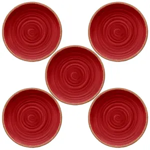 Purely Home Rustic Swirl Red Melamine Dinner Plates - Set of 5