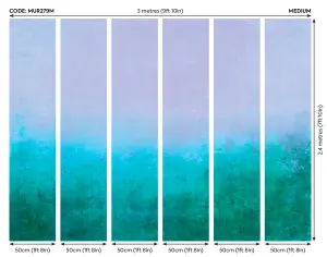 Origin Murals Ombre Gradient Teal Blue Matt Smooth Paste the Wall Mural 300cm Wide X 240cm High