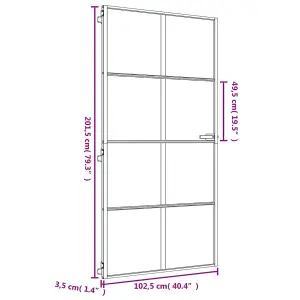 Berkfield Interior Door Slim Golden 93x201.5 cm Tempered Glass and Aluminium