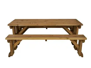 Arbor Garden Solutions Picnic Bench and Table Set, Aspen Wooden Patio Furniture (5ft, Rustic brown)