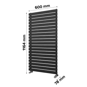 Ximax Champion FORH1164600A Anthracite Gas Vertical Designer 2369BTU Radiator, (W)600mm x (H)1164mm