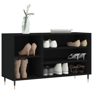 Berkfield Shoe Cabinet Black 102x36x60 cm Engineered Wood