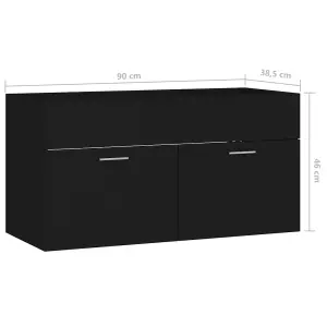 Berkfield Sink Cabinet Black 90x38.5x46 cm Engineered Wood