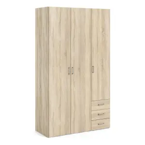 Space Wardrobe - 3 Doors 3 Drawers in Oak 2000