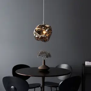 Anson Lighting Norma Pendant light finished in Chrome metallic glass and chrome plate