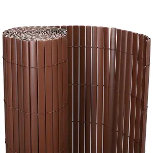 Brown PVC Privacy Fence Sun Blocked Screen Panel Blindfold for Balcony 2 x 3 M